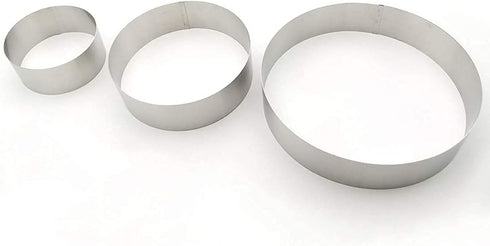 3 Tier Round Multilayer Anniversary Birthday Cake Baking Pans,Stainless Steel 3 Big Sizes Rings Round Molding Mousse Cake Rings(Round-shape,4 Inch...