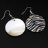 Zebra Stripes Shell Jewelry Set - Black and White Stripe Round Pendant Necklace and Earrings for Women Statement Stylish Jewelry...