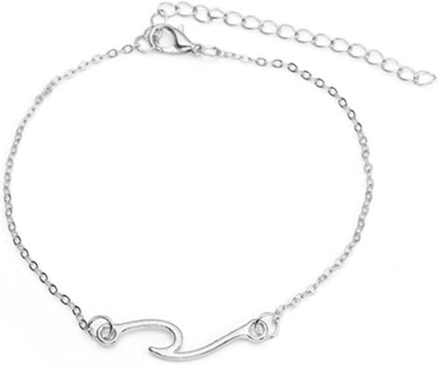 Olbye Wave Anklet Silver Ocean Wave Charm Ankle Bracelet Women Foot Chain Jewelry Surfer Gift (1 Layer)...