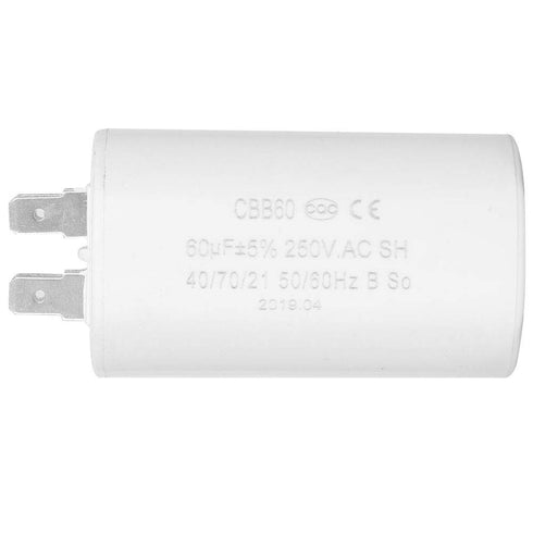 CBB60 Run Capacitor, AC 250V 60uF Motor Run Start Capacitor Frequency 50/60Hz 2 Pin for Motor Air Compressor...