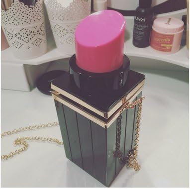 Women Acrylic Black Lipstick Shape Evening Bags Purses Clutch Vintage Banquet Handbag...