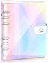 1 Piece Rainbow Clear Notebook Binders 6-Ring Planner Binder Soft PVC Binder Transparent Loose Leaf Personal Planner with Snap Button Closure Roun...