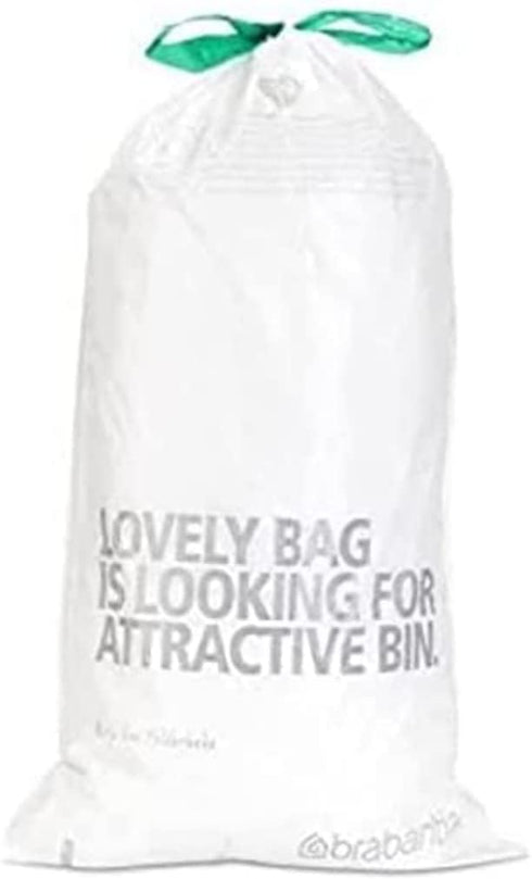 Brabantia PerfectFit Trash Bags (Size G / 6-8 Gallon) Thick Plastic Trash Can Liners with Tie Tape Drawstring Handles (20 Bags)...