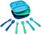 Re-play 3x3 Divided Toddler Plates and Utensils Set - Toddler Forks and Spoons Set - Dishwasher and Microwave Safe - Made in USA - True Blue...