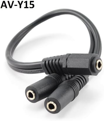 CablesOnline 9 inch Stereo 3.5mm 1-Female to 2-Females Splitter Cable & Gender Changer, (AV-Y15)...