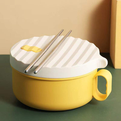 Microwave Speedy Ramen Cooker Bowl with Chopsticks and Lid for College, Travel friendly Ramen Noodles Bowl, Rice Cooker Bowl for Office or WFH Lun...