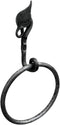 Hand Forged Metal Leaf Towel Ring Wrought Iron Handmade Wall Mounted Hand Towel Holder Modern Farmhouse Kitchen Towel Ring Black Antique Finish He...