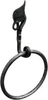 Hand Forged Metal Leaf Towel Ring Wrought Iron Handmade Wall Mounted Hand Towel Holder Modern Farmhouse Kitchen Towel Ring Black Antique Finish He...