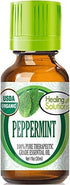 Healing Solutions Organic Peppermint Essential Oil – Pure & Undiluted Peppermint Oil (1 oz / 30ml) - for Hair & Skin...