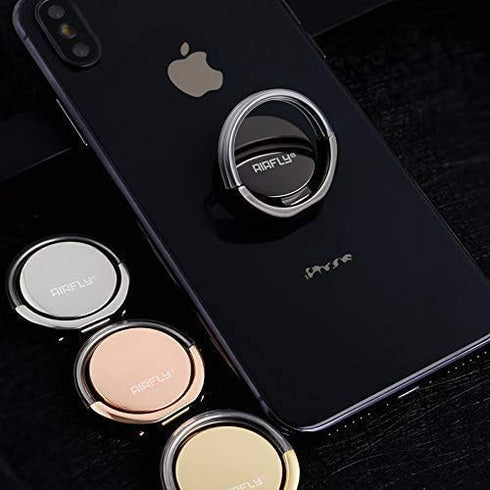 AirFly Phone Finger Ring Holder, 4 in 1, Universal Metal Phone Ring, Table Stand Kickstand, Car Vent Mount, Finger Grip Compatible All Smartphones...
