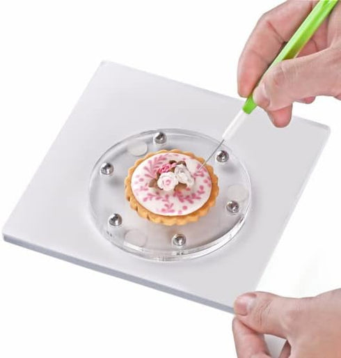 Cookie Decorating Turntable, Sugar Cake Cookie Decorating Supplies Kit-with Anti-Slip Silicone Mat,Turns Smoothly Easy Control and Convenient,5.7 ...