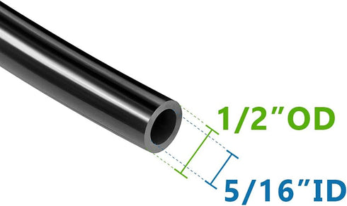 Feelers Pneumatic PU Tubing, 1/2"OD Hose PU Polyurethane Air Hose Tube Line for Air Compressor Water Fluid Transfer Black (9.84 ft)...