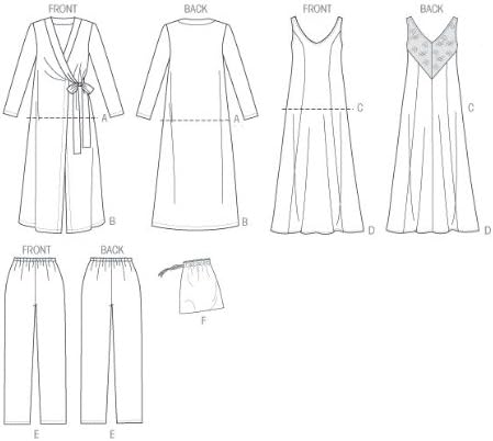 Butterick Patterns B5963 Misses' Robe, Top, Gown, Pants and Bag Sewing Templates, Size A5 (6-8-10-12-14)...