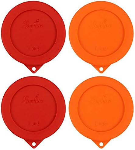 Sophico 1 Cup Round Silicone Storage Cover Lids Replacement for Anchor Hocking and Pyrex 7202-PC Glass Bowls (Container not Included) (Orange - Re...