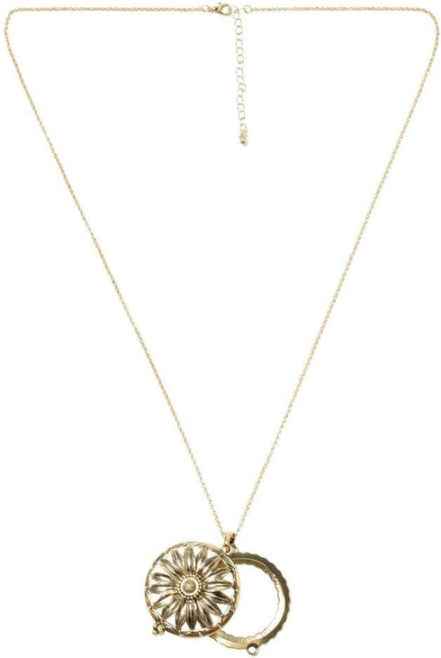 Artisan Owl Sunflower 4X Magnifier Magnifying Glass Sliding Top Magnet Pendant Necklace, 30"...