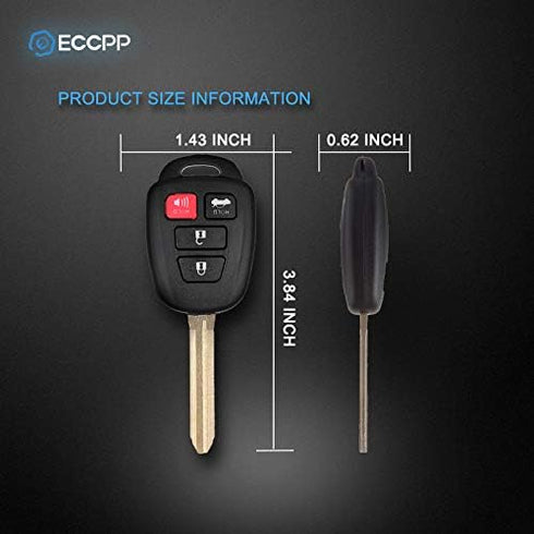 ECCPP Key Fob (Shell Case) Replacement fit for Uncut Keyless Entry Remote for Scion FR-S for Toyota Camry Corolla RAV4 HYQ12BDM (Pack of 1)...