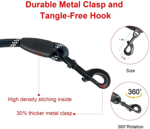 Beastron 5FT Heavy Duty Dog Leash with Comfortable Padded Handle and Highly Reflective Threads for Medium and Large Dog’s, Black...