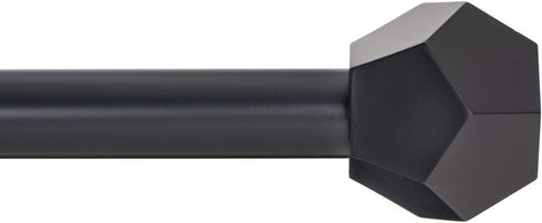 Ivilon Drapery Treatment Window Curtain Rod - Faceted Hexagonal 1 inch Pole. 16 to 28 Inch (Side Curtain Rod) Black...