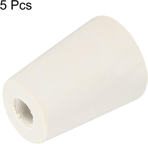 MECCANIXITY Rubber Tapered Plug 15mm to 20mm with 8mm Hole Test Tubes Bungs Stopper White for Lab Home 5 Pieces...