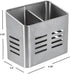 Home Basics Dual Compartment Stainless Steel Draining Cutlery/Utensil Holder Organizer, Free Standing, Kitchen Countertop, Silver (1)...