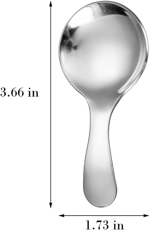 6PCS Dessert Tasting Spoons, Stainless Steel Short Handle Spoons Thickened Small Round Spoon For Home Kitchen Restaurant (Silver)...