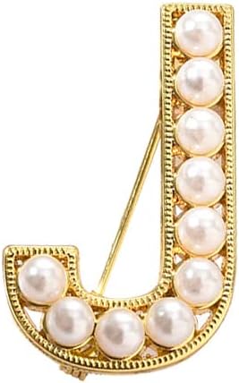 Elegant Gold Plated Simulated Pearl Initial Letter Brooch Pins for Women...