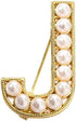Elegant Gold Plated Simulated Pearl Initial Letter Brooch Pins for Women...