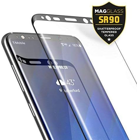 Samsung Galaxy S9 Tempered Glass Screen Protector, Curved MagGlass (SR90 Scratchproof/Shatterproof) Full Lens & Sensor Coverage Screen Guard (Incl...