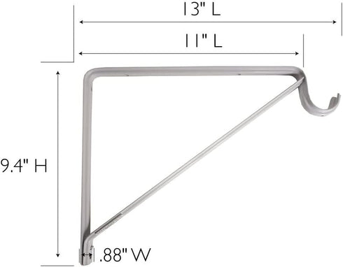 Design House, 182725 Steel Shelf Rod Bracket for Closet Storage Shelf with Hook, Pack of 3, White...