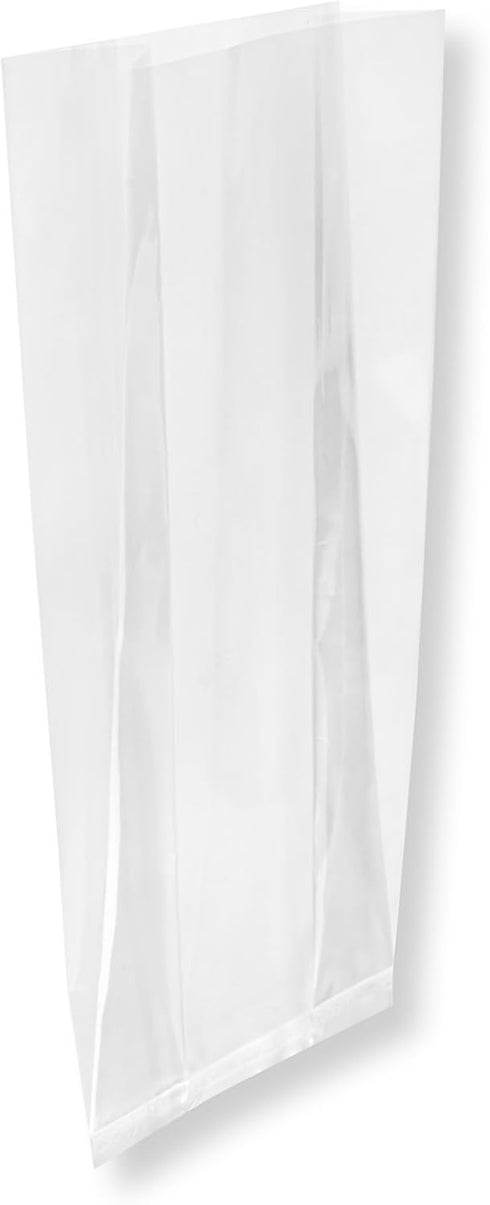 Restaurantware Bag Tek 4 x 2.3 x 8 Inch Gusset Bags 100 Heat Sealable Candy Bags - Food Safe Package Popcorn or Cookies Clear Plastic Treat Bags F...
