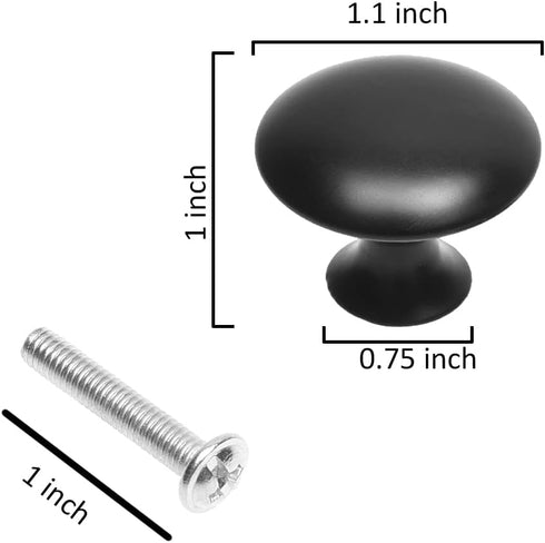 Kare & Kind 6X Round Cabinet Knobs - Matte Black - Pulls for Kitchen Drawers, Cupboards, Dressers - Classic Looking Handles - Hardware for DIY, Ho...