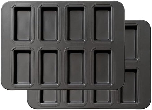 Mini Bread Pan Carbon Steel Cake Bread Mold Baking Pan Financier Baking Pan 8-Cavity for Oven Baking Mini Bars, Granola Bar Cornbread(Black)...