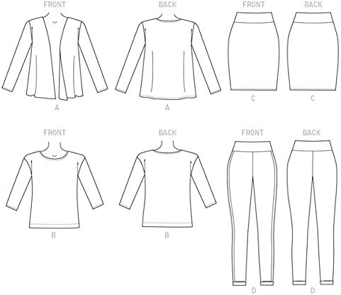 McCall's Patterns M7331 Misses' Jacket, T-Shirt, Pencil Skirt and Leggings, Size A5 (6-8-10-12-14)...