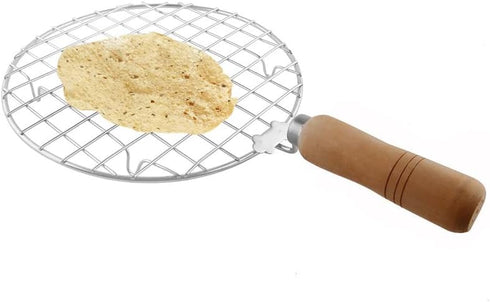 Satre Online And Marketing Stainless Steel Wire Roaster,Wooden Handle Round with Roasting Net,Roasting Net,Round Roasting Net,Papad Jali,Roti Jali...