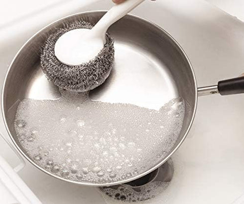 Stainless Steel Sponges Scourer Set with Handle 40 gram - Pack of 12 - Large Stainless Steel Scrubbers - Metal Scouring Pads - Kitchen Cleaning To...