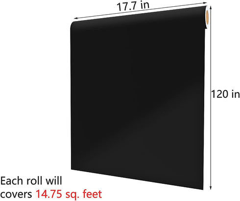 Decotalk Black Contact Paper for Cabinets Black Peel and Stick Wallpaper Matte Solid Black Wallpaper for Bedroom Decorative 17.7"x120" Black Conta...