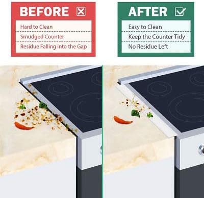 Kitchen Silicone Stove Counter Gap Cover - Flexible Easy Clean Heat Resistant Wide & Long Gap Cap Fillers, Seals Spills Between Appliances, Furniture, Stovetop, Oven, Washer & Dryer, Set of 2 (White)