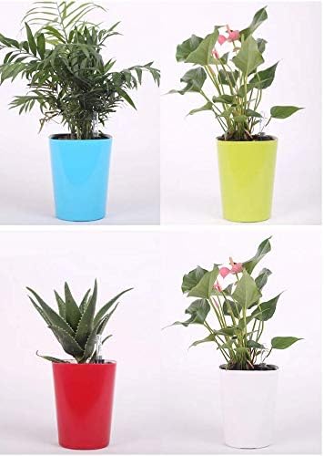 7 inch Plastic Self Watering Plant Pots with Water Level Indicator White Set of 1, Modern Decorative Flower Pots for All House Plants, Flowers, He...