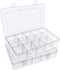2 Pack Plastic Small Crafts Storage Boxes with Adjustable Dividers (15 Grid)...