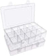 2 Pack Plastic Small Crafts Storage Boxes with Adjustable Dividers (15 Grid)...