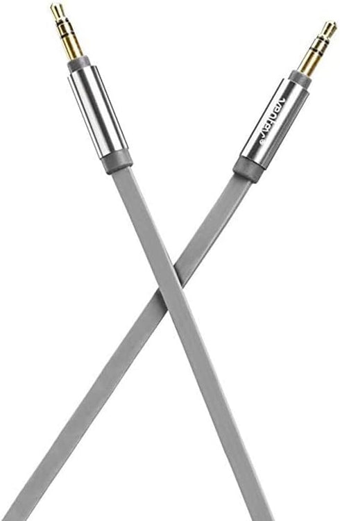 Ventev Auxcable, 4' Data Cable for Aux Port Compatible Devices - Retail Packaging - Gray...