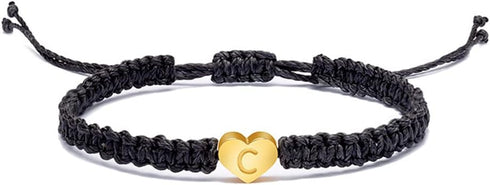 Love Heart Initial Letter Bracelet Charm Custom Name Alphabet Love Heart Rope Bracelets for Women Men Birthday Gift Jewelry...