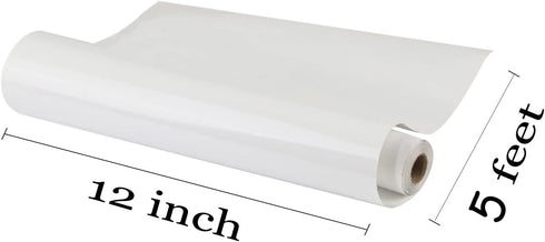 Guangyintong Heat Transfer Vinyl Rolls, 12" x 5ft Glossy White HTV for T-Shirts, Easy Cut & Weed for Heat Vinyl DIY Design...