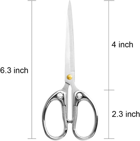 6.3 inch All Stainless Steel Office Scissors,Ultra Sharp Blade Shears,Sturdy Sharp Scissors for Office Home School Sewing Fabric Craft Supplies Mu...