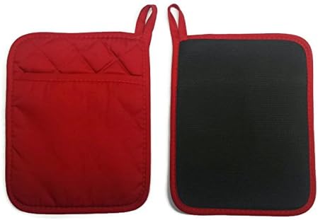Home Collection Set of 2 Red And 2 Black Neoprene Pot Holders...