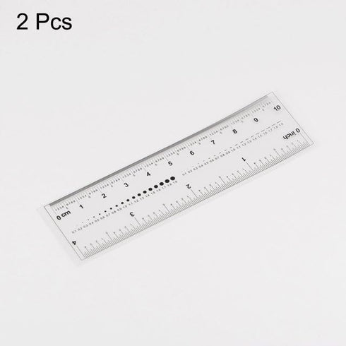 2Pcs White Film Flexible Ruler 4 Inch 0.1mm Scale PET Plastic Folding Straight Ruler Calibration Soft Ruler Measuring Tool for Factory, Transparen...