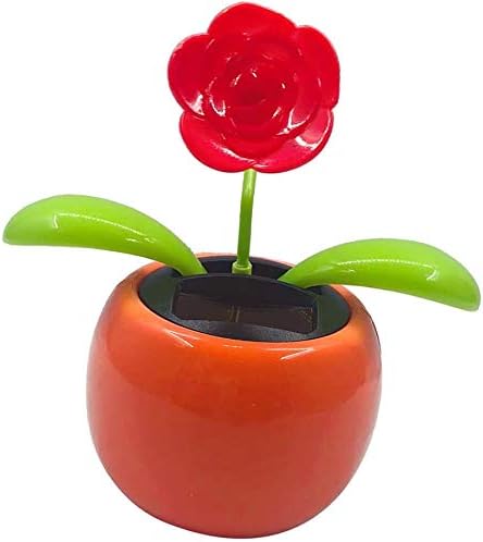 Solar Powered Dancing Flower Swinging Animated Dancer Toy Car Decoration for Car Dashboard Office Desk Decoration - Rose...