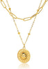 Feilifan Dainty Gold Layered Necklaces for Women, 18K Gold Plated Stainless Steel Necklace, Adjustable Pendant Necklace...
