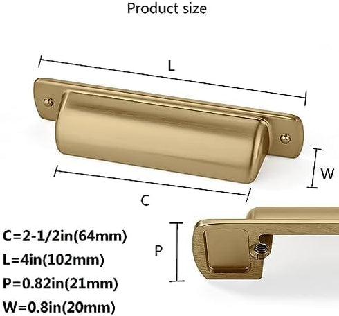 2 Pack Cup Pulls 2-1/2"(64mm) Center to Center Drawer Pulls Champagne Bronze Cabinet Cup Pulls Kitchen Cabinet Hardware Satin Brass Cabinet Handle...