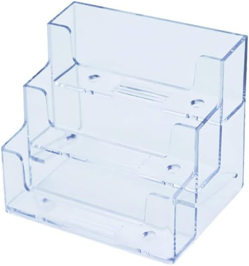 3 Tiers Acrylic Multiple Business Card Holder Business Card Display Stand Office Desktop Business Card Organizer Business Card Storage Rack Desk N...